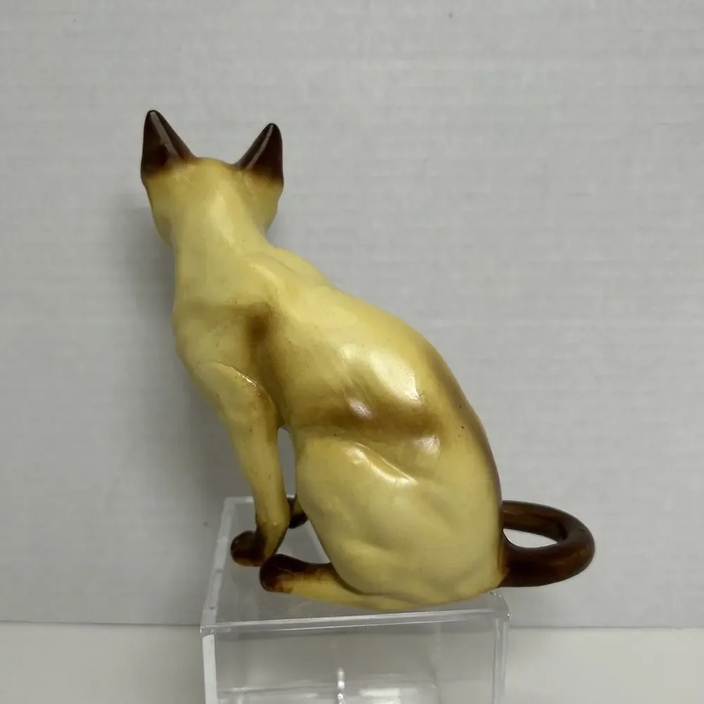 Vtg Ceramic Siamese Cat Hand Painted Choc Point 5.5